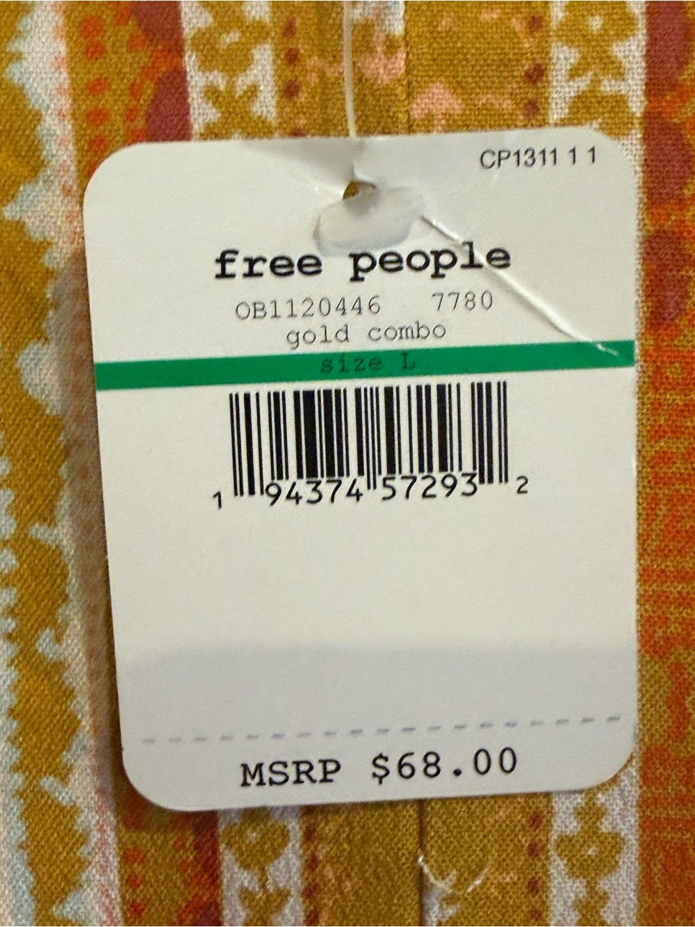 Free People Mustard Floral V-Neck Lace-Hem Tunic - Picture 6 of 6